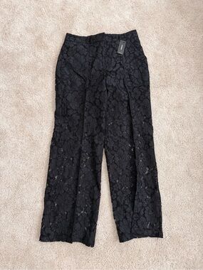 Express Black Floral Lace Wide-Leg Pants